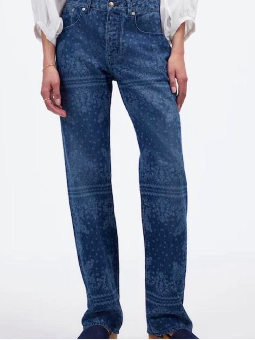 Madewell NWT The Dean Straight Bandana Print Jeans Sz 31